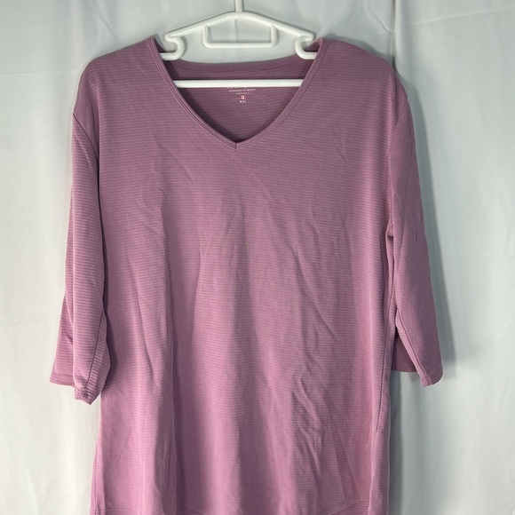 Elegant Mauve Long Sleeve V-Neck Top - Picture 5 of 13